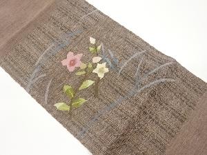 すくい織花葉模様織出し名古屋帯